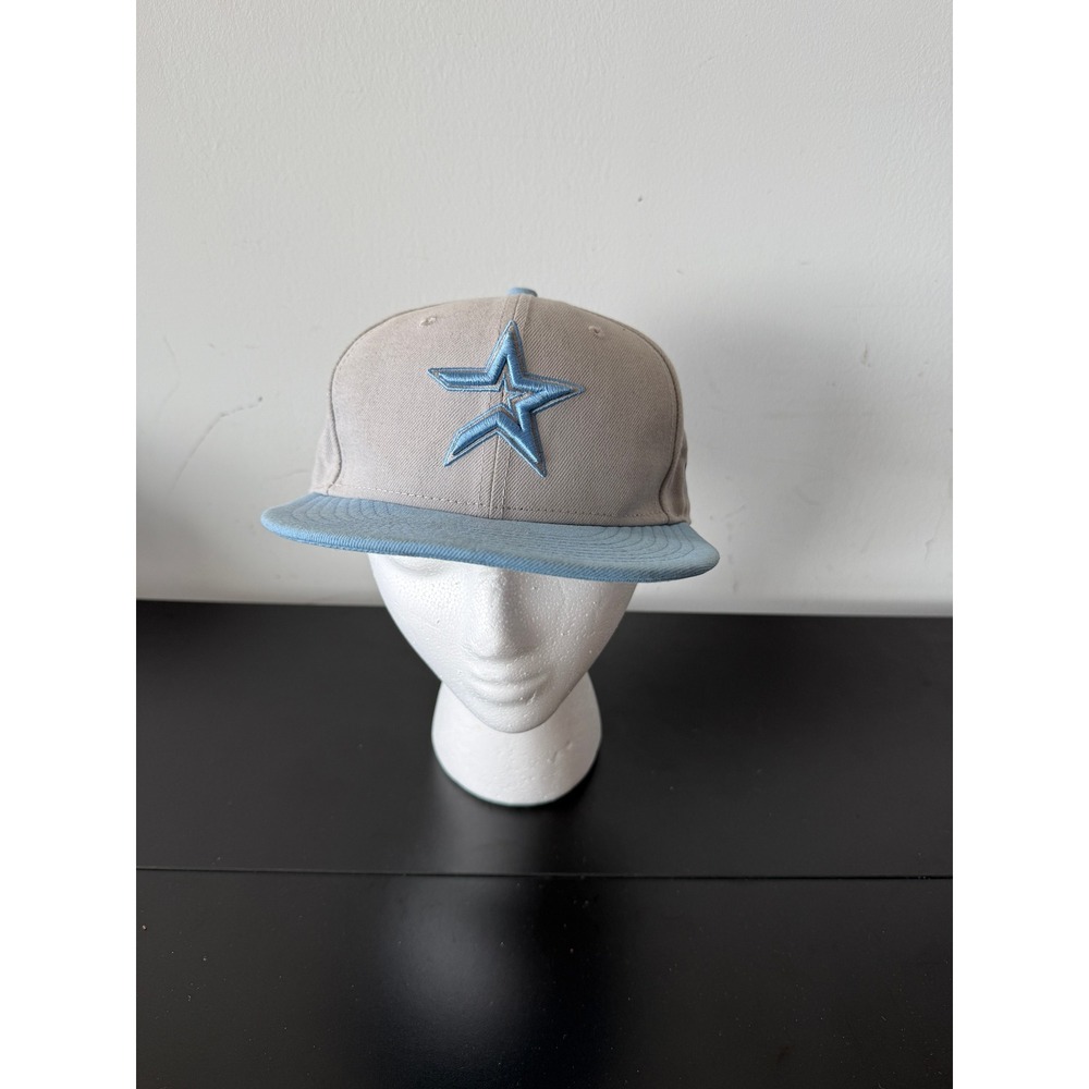 Houston Astros New Era 59FIFTY Hat 7 1/4 Gray Blue Retro Star 2000s Fitted